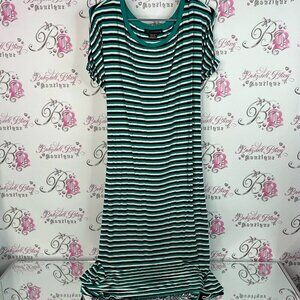 Love & Legend dress tie up back ribbon 🎀 detail Teal and Black Striped dress